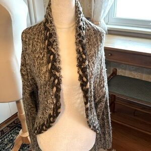 🍁 Funky Sisters brand Open Front large weave Sweater Size L 🍁